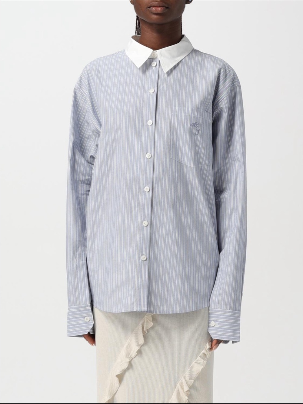 Acne Studios Oversized Blue White Striped Button Back Shirt EU 36